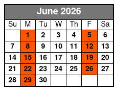 St. Augustine Day Trip June Schedule