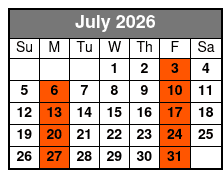 St. Augustine Day Trip July Schedule