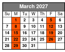St. Augustine Day Trip March Schedule