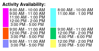 Clear Kayak Tours Color Key