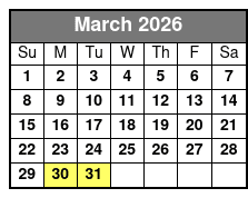 The Asylum Escape Room March Schedule