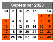 2 Person Canoe September Schedule