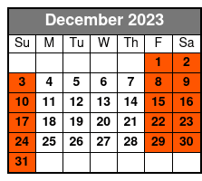 2 Person Canoe December Schedule