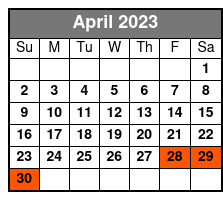 Single Kayak April Schedule