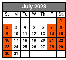 Single Kayak July Schedule