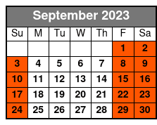 Stand Up Paddleboard September Schedule