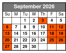 Island H2O Water Park Admission Ticket September Schedule