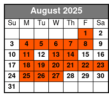Orlando Sailing Experience August Schedule
