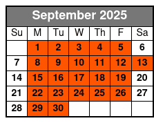 Orlando Sailing Experience September Schedule