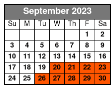 Adult W/Non-Alcoholic Drinks September Schedule