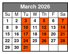 Adult 21+ W/Alcoholic Drinks March Schedule