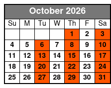 Adult 21+ W/Alcoholic Drinks October Schedule