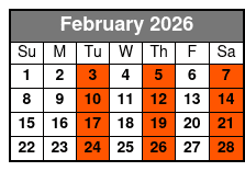 Adult W/Non-Alcoholic Drinks February Schedule