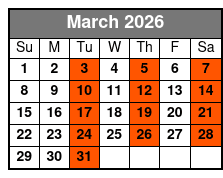 Adult W/Non-Alcoholic Drinks March Schedule