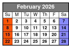 Adult 21+ W/Alcoholic Drinks February Schedule
