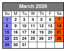 Adult 21+ W/Alcoholic Drinks March Schedule
