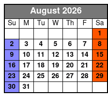 Adult 21+ W/Alcoholic Drinks August Schedule