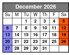 Adult 21+ W/Alcoholic Drinks December Schedule