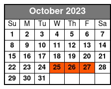 Private 2-Hour Sunset Sailing October Schedule