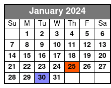 Private 2-Hour Sunset Sailing January Schedule
