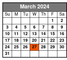 Private 2-Hour Sunset Sailing March Schedule