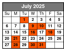 Private 2-Hour Sunset Sailing July Schedule