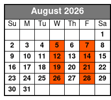 Adult W/2 Alcoholic Drinks August Schedule