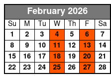 Adult W/Non-Alcoholic Drinks February Schedule