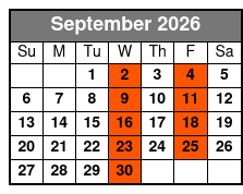 Adult W/Alcoholic Drinks September Schedule