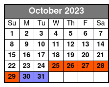 Pontoon Lake Tours October Schedule