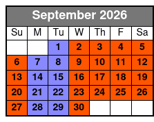 Pontoon Lake Tours September Schedule