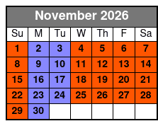 Pontoon Lake Tours November Schedule