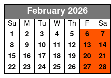 Adult (w/2 Drinks) February Schedule