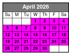 Sunset Tour April Schedule