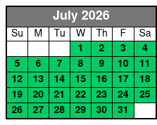 Sunset Tour July Schedule