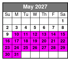 Sunset Tour May Schedule