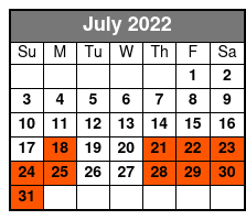 Hop On/Hop Off New Orleans Double Decker Tour July Schedule