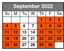 Hop On/Hop Off New Orleans Double Decker Tour September Schedule