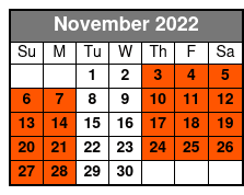 Hop On/Hop Off New Orleans Double Decker Tour November Schedule