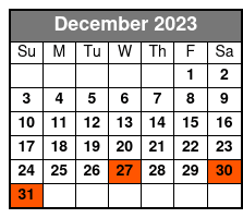 2:10pm Tour December Schedule