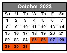 Destrehan Plantation and Swamp Tour Combo October Schedule