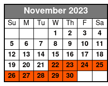 2pm Departure November Schedule