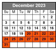 7pm Departure December Schedule