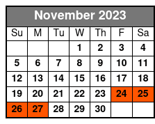 Private Urban Plantation and French Quarter Walking Tour November Schedule