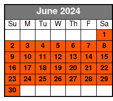 1 Hour Sunset Paddle June Schedule