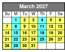 Captained Crab Island Tiki Cruise March Schedule