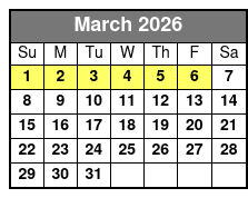 1 Hour Rental March Schedule