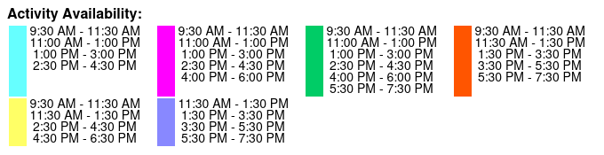 1 Hour Rental Color Key