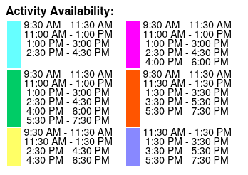 1 Hour Rental Color Key