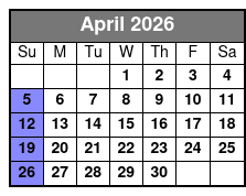 Crab Island/Dolphin Tour 5 Hr. April Schedule
